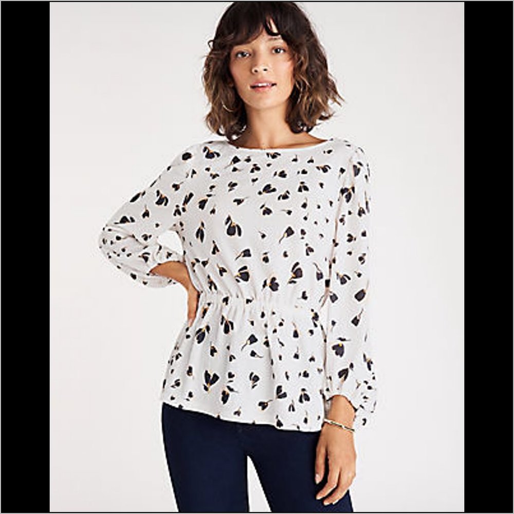 Floral Cinched Waist Puff Sleeve Top